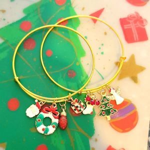 Double Christmas Cheer Bangle Bracelet Hand Crafted  New